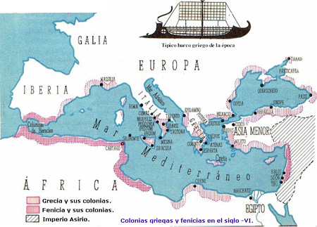 Zonas de influencia griega en el mediterraneo