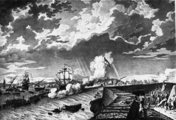 Puerto de Toulon atacado por barcos ingleses