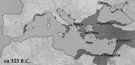 In the eighth century b.C. Greeks colonized southern Italy and Sicily. Around 600 b.C. Greek city-states began competing with Phoenicians and later fender off Persian invaders from east. Alexander the Great united the fractious cities; his empire eventually extended to India. Rome swallowed Alexander's Hellenistic kingdoms in the second and first centuries b.C