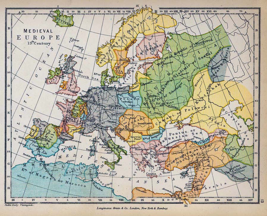 Mapa de la Europa Medieval en el siglo XIII