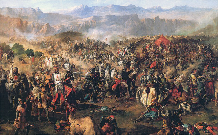 Batalla de Las Navas de Tolosa, de Van Halen, expuesta en el palacio del Senado (Madrid). Pintura al óleo.