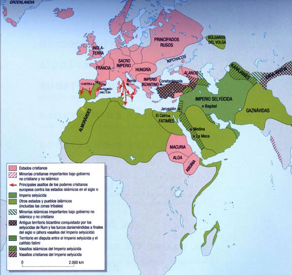 Mapa de las zonas de influencia cristiana e islámica Mapa de las zonas de influencia cristiana e islámica